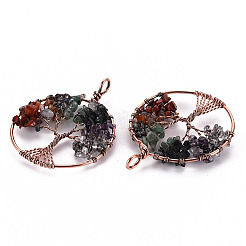 Natural Green Aventurine & Red Aventurine & Quartz Crystal Chips Big Pendants&nbsp;LS-G-S359-186
