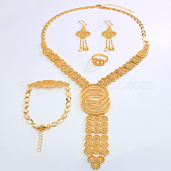 Luxury Alloy Hollow Round Bracelets & Earrings & Necklaces & Rings Sets for Women&nbsp;YY4041