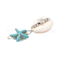 2Pcs Natural Mixed Cowrie Shell Pendants&nbsp;PALLOY-JF03860