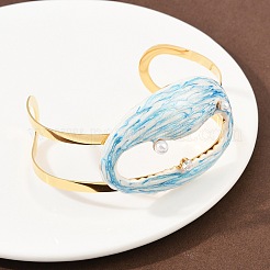 Shell Shape 304 Stainless Steel Enamel Cuff Bangles for Women&nbsp;LS-BJEW-A049-04D-G