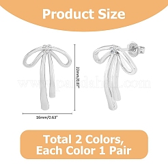 2 Pairs 2 Colors Brass with Clear Cubic Zirconia Stud Earrings for Women&nbsp;EJEW-HS0001-01