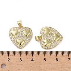 Brass Micro Pave Clear Cubic Zirconia Pendants&nbsp;KK-H466-08G-04