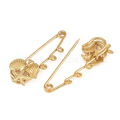 Starfish & Shell Shape & Conch 304 Stainless Steel Safety Pins Brooch Findings&nbsp;SA-CBA098D-16J-G03
