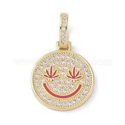 Brass Micro Pave Cubic Zirconia Pendants&nbsp;ZIRC-NH0001-01G