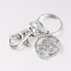 Alloy Flat Round with Mark Om Symbol Keychain&nbsp;KEYC-JKC00068-02