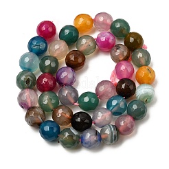 Faceted Natural Dragon Veins Fire Crackle Agate Beads Strands&nbsp;G-F447-10mm-F01