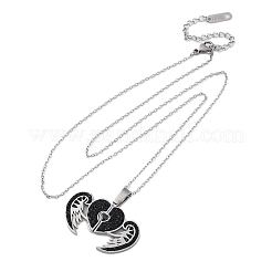 304 Stainless Steel Polymer Clay Jet Rhinestones Openable Pendant Necklaces for Women&nbsp;NJEW-Z065-09P
