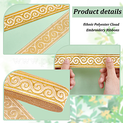 Ethnic Polyester Cloud Embroidery Ribbons&nbsp;OCOR-WH0092-16B