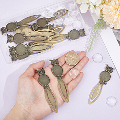 12Pcs Owl Vintage Tibetan Style Alloy Bookmarks Cabochon Settings&nbsp;AJEW-HY0002-05