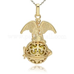 Golden Tone Brass Hollow Round Cage Pendants&nbsp;KK-J242-08G
