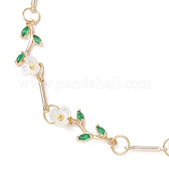 Brass Micro Pave Cubic Zirconia Dangle Stud Earrings & Chain Necklace Sets&nbsp;SJEW-JS01323