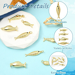 8Pcs 4 Styles Brass Pendants&nbsp;KK-CJ0004-31