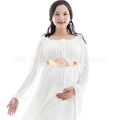 Chiffon Flower Chain Belt with Alloy Rhinestone&nbsp;AJEW-WH0248-43