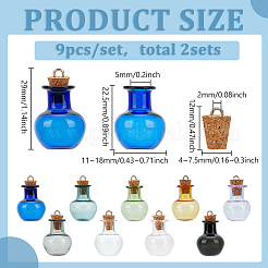 18Pcs 9 Color Transparent Glass Wish Bottle Pendants&nbsp;GLAA-BC0001-28