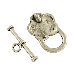 Tibetan Style Flower Toggle Clasps&nbsp;TIBE-2119-AS-NR