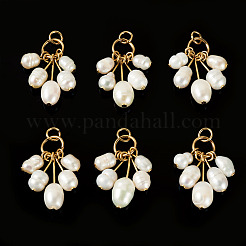 6Pcs Natural Cultured Freshwater Pearl Rice Beaded Pendants&nbsp;PALLOY-TA00380