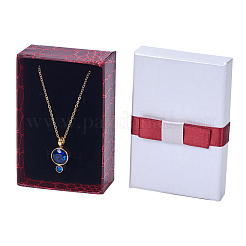 Kraft Cotton Filled Rectangle Cardboard Jewelry Set Boxes with Bowknot&nbsp;X-CBOX-N006-03