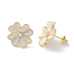 Flower Brass Enamel Stud Earrings&nbsp;EJEW-C177-01G-02