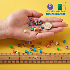 Handmade Polymer Clay Flat Round with Capital Letter Beads&nbsp;CLAY-CW0001-01