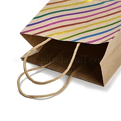 Rainbow Color Stamping Kraft Paper Gift Tote Bags&nbsp;ABAG-K005-01D