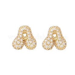 Brass Micro Pave Cubic Zirconia Stud Earrings&nbsp;EJEW-Z091-04G-A