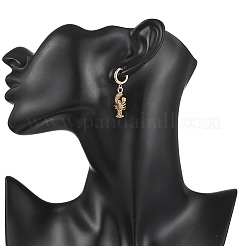 Lobster Brass Micro Pave Cubic Zirconia Dangle Hoop Earrings&nbsp;EJEW-JE07171