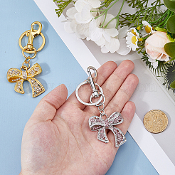 2Pcs 2 Colors Zinc Alloy Cubic Zirconia Keychains&nbsp;KEYC-HS0001-10
