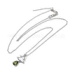 Christmas Snowflake Brass Micro Pave Cubic Zirconia Pendants Necklaces&nbsp;NJEW-L468-01P-B01
