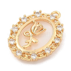 Brass Micro Pave Clear Cubic Zirconia Pendants&nbsp;KK-C080-05G