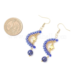 Natural Lapis Lazuli Dangle Earrings&nbsp;EJEW-MZ00544-01