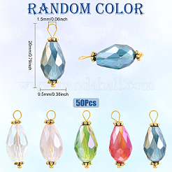 50Pcs Electroplate Faceted Glass Pendants&nbsp;FIND-SP0004-74