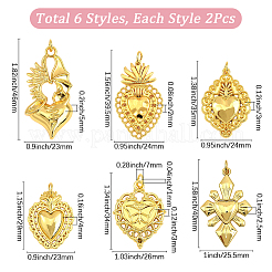 12Pcs 6 Styles Alloy Pendants&nbsp;FIND-SC0017-32