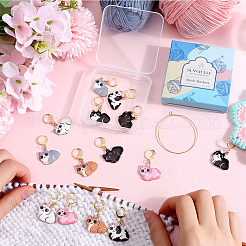 1 Set Cat Alloy Enamel Pendant Locking Stitch Markers&nbsp;HJEW-SC0001-62