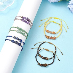 2Pcs Natural Mixed Gemstone & Glass Seed Beads Braided Bead Bracelets for Women&nbsp;BJEW-MZ00247