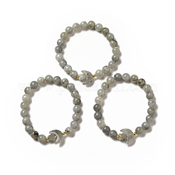 Natural & Synthetic Mixed Gemstone Moon and Star Beaded Stretch Bracelet for Women&nbsp;G-G997-C