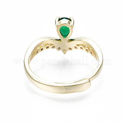 Green Cubic Zirconia Crown Adjustable Ring&nbsp;RJEW-N035-067-NF