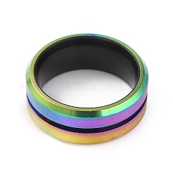 304 Stainless Steel Grooved Finger Ring for Men Women&nbsp;LS-RJEW-WH0011-09A-MC