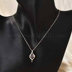 Brass Micro Pave Cubic Zirconia Pendant Neckalces for Women&nbsp;NJEW-S448-03G