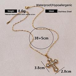 Vintage 304 Stainless Steel Glass Religion Cross Pendant Necklaces&nbsp;LS-IP9108