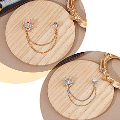2Pcs 2 Colors Zinc Alloy Hanging Chain Brooches&nbsp;AJEW-FH0004-96