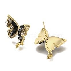 Brass Micro Pave Clear Cubic Zirconia & Quartz Stud Earring Findings&nbsp;KK-K388-16G
