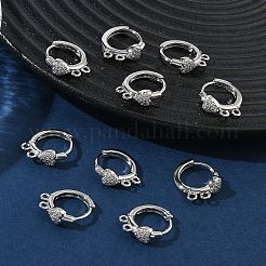 SHEGRACE Brass Micro Pave Clear Cubic Zirconia Hoop Earrings Findings&nbsp;XGR0153P-92P