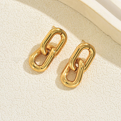 Oval 304 Stainless Steel Dangle Stud Earrings&nbsp;KV5198