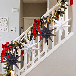 6Pcs 3 Colors Paper Star Pendant Decorations&nbsp;HJEW-GF0001-66B