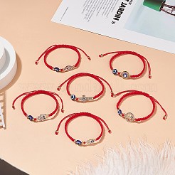 6Pcs 6 Style Resin Evil Eye Braided Bead Bracelets Set&nbsp;BJEW-JB08808