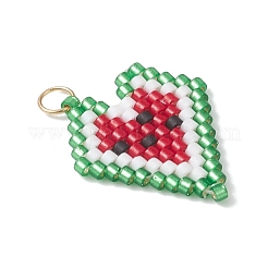 Glass Seed Beaded Heart Pendants&nbsp;PALLOY-MZ01136