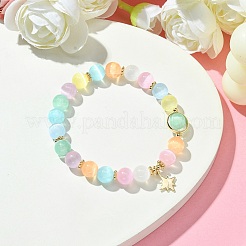 Candy Color 8mm Round Natural Selenite Beaded Stretch Bracelets&nbsp;BJEW-TA00501