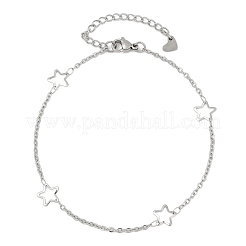Tarnish Resistant 304 Stainless Steel Cable Chain Anklets&nbsp;AJEW-H104-06P
