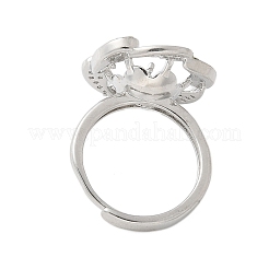 Flower Brass Shell & Cubic Zirconia Adjustable Ring Settings&nbsp;KK-K297-07P