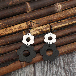 Flower Alloy Wood Dangle Earrings&nbsp;FS-WGFCC0C-01